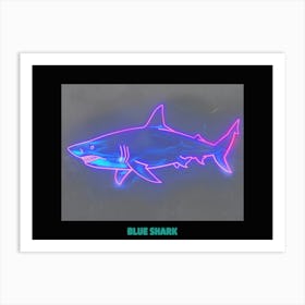 Neon Pastel Pink Blue Shark 1 Poster Art Print