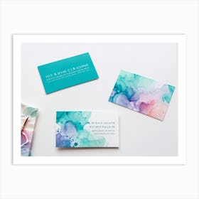 Bundle Of Creative Business Cards Featuring Watercolor Splashes Bursts Of Vibrant Colors In Shades 2 1 Art Print