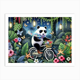 Panda’s Floral Adventure 1 Art Print