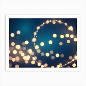 Abstract Image Of A Glowing, Golden Circle Of Light On A Dark Blue Background Art Print