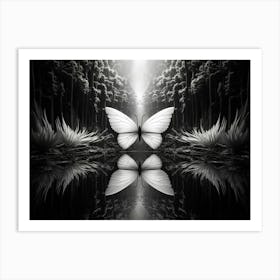 Surreal Symmetry Abstract Black And White 7 Art Print