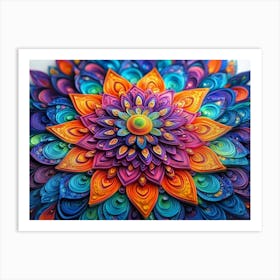 3d Detailed Mandala with Vibrant Colors 3 Art Print