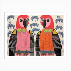 Macaw 1 Folk Style Animal Illustration Art Print