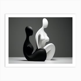 Two Women In Black And White Art Print
