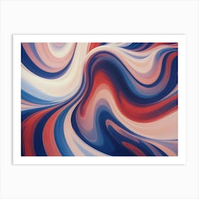 Abstract Image Of Swirling, Flowing Lines In Shades Of Blue, Red, And White Art Print