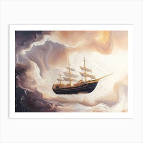 Abstract Marble Ship In The Sky Art Print