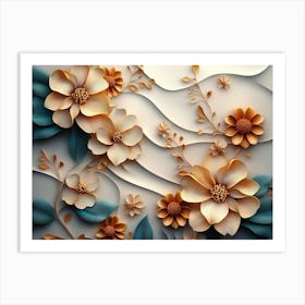 3d Art Design with Floral Photo Art Print