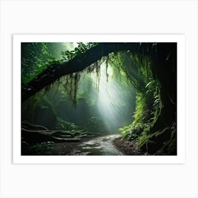 A Winding Path Carved Through An Ancient Forest Lush Greens Enveloping The Trail A Solitary Tree W Art Print