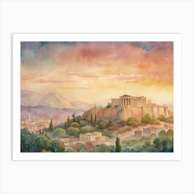 Athens At Sunset Art Print