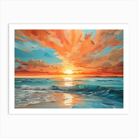 Sunset At The Beach 34 Art Print