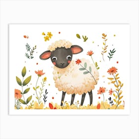Little Floral Sheep 3 Art Print