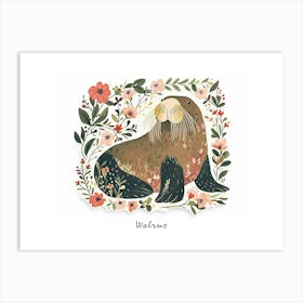 Little Floral Walrus 1 Poster Art Print