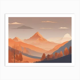 Misty mountains horizontal background in orange tone 88 Art Print