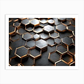 3d Art Background Hexagon Honeycomb Illustration Art Print