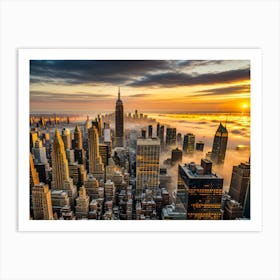 Sunrise Over New York City - Ai Art Print