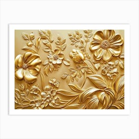 3d Gold Relief Floral 10 Art Print