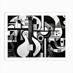 Music Abstract Black And White 7 Art Print