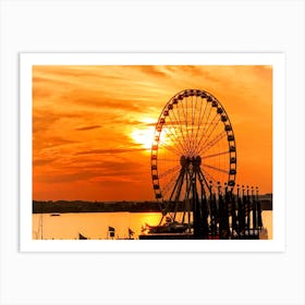 Sunset At The National Harbor Ferris Wheel Art Print