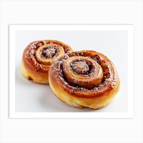 Two Cinnamon Rolls On A White Background Art Print