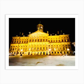 Rotterdam Royal Palace At Night Art Print