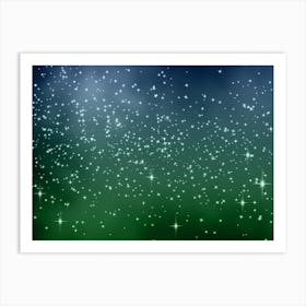 Green Violet Shining Star Background Art Print