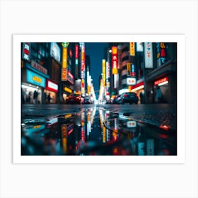 Asian City At Night Art Print