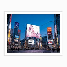 Blank Billboard Towering Above Bustling Urban Street Blank Slate Awaiting Advertisement Surrounded Art Print