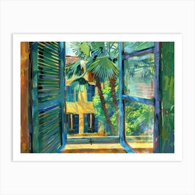 Barcelona From The Window View Painting 3 Art Print