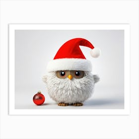 Bubo A Fluffy Winter Stylized Illustration As A Decorative Object For December Donned In A Festive 2 1 Art Print