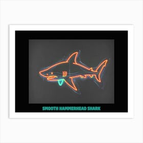 Orange Smooth Hammerhead Neon Shark 5 Poster Art Print