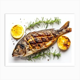 Grilled Fish With Lemon And Rosemary Art Print