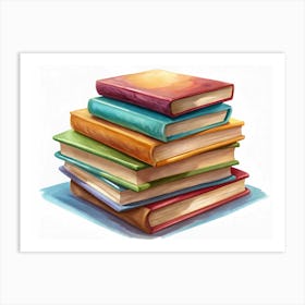 Stack Of Colorful Books On White Background Art Print