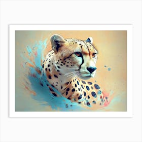 Cheetah Animal Abstract in Pastel Colors Painting Art Print