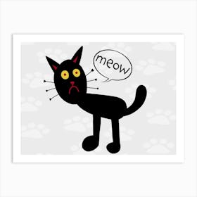 Kids Art Black Cat Meow Art Print