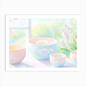 Flower Bowls Art Print