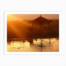 Sunset Over A Lake, Myanmar Art Print