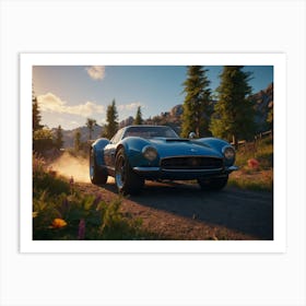 Classic Car Driving Down A Road Art Print