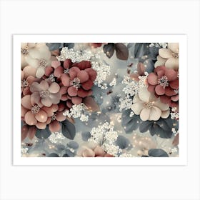 Luxury Mystical Seamless Pattern, Vintage Floral Painting Art Print