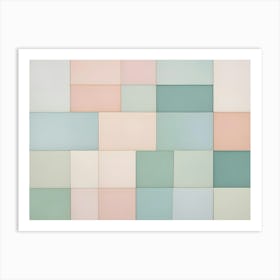 Multicolored Wall Background With Pastel Pink, Blue And Green Colors, Good For Minimalist Designs Art Print