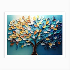 Colorful Tree with Leaves on Hanging Branches 2 Art Print