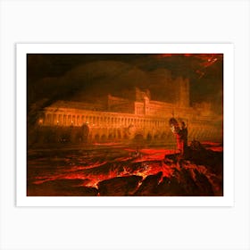 Le Pandemonium 1841 by John Martin for John Milton's "Paradise Lost" Where Pandemonium is the Capital of Hell. Oil on Canvas. Original at The Louvre, Paris. HD Remastered. Art Print