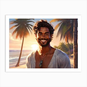 Man On The Beach Art Print