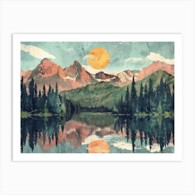 Retro Landscape Illustration 5 Art Print