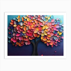 Colorful Tree With Multicolor Leaves 1 Art Print