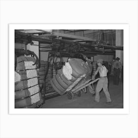 Removing Bale Of Cotton From Conveyer, Compress, Houston, Texas By Russell Lee Art Print