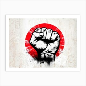 A Clenched Fist Emblematic Of Both Power And Protest Striking Through A Backdrop Of Chaos And Turm 2 1 Art Print