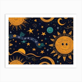 Sun And Stars Art Print