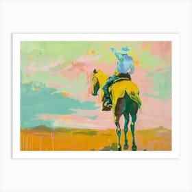 Neon Cowboy In Mojave Desert Nevada Painting Art Print