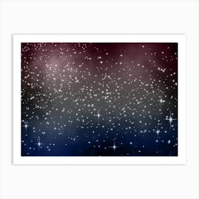 Pink Blue Silver Shining Star Background Art Print