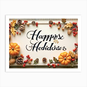 Curved Calligraphy Lines Shaping The Words Happy Holidays Inscribed In A Festive Script Forming (1) Art Print